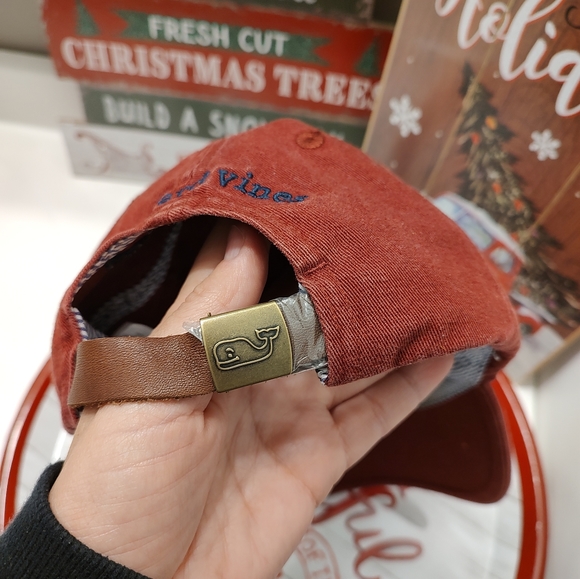 🥰GUC Vineyard Vines Unisex Wear Leather Adjustable Back Cotton Hat, Maroon, OSF - Picture 9 of 14